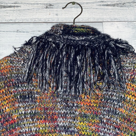 Minkas Multi Colour Long Sweater Cardigan Fringe Size S - Picture 11 of 13